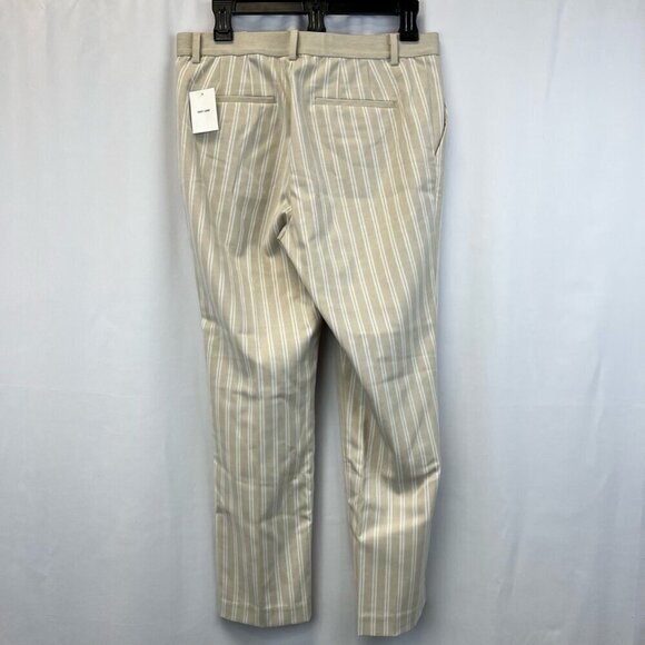Uniqlo Womens Straight Leg Casual Pants Beige Off White Stripe Pockets 31 New - Picture 5 of 12